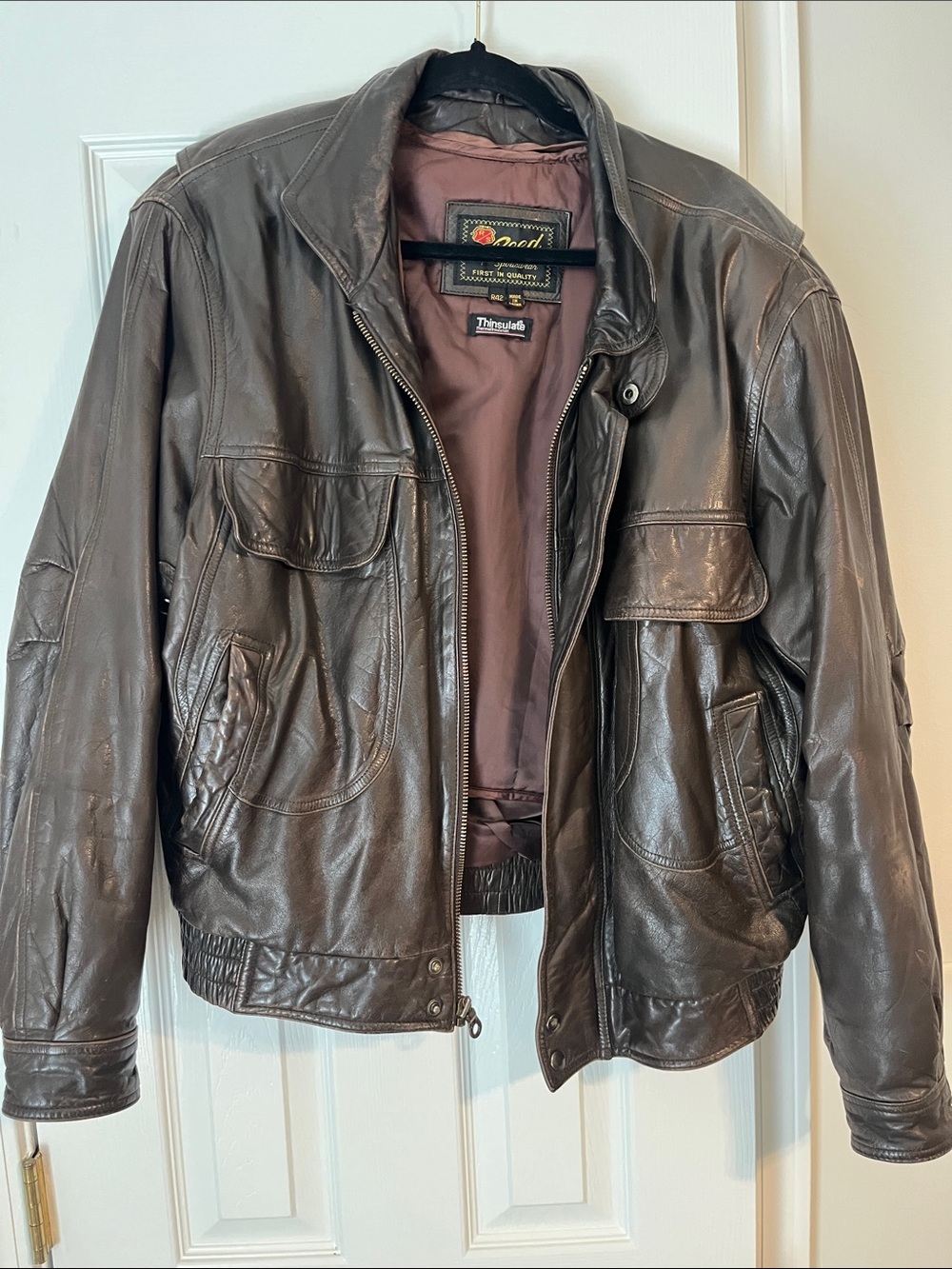 Reed Dark Brown Leather Bomber Jacket - Men